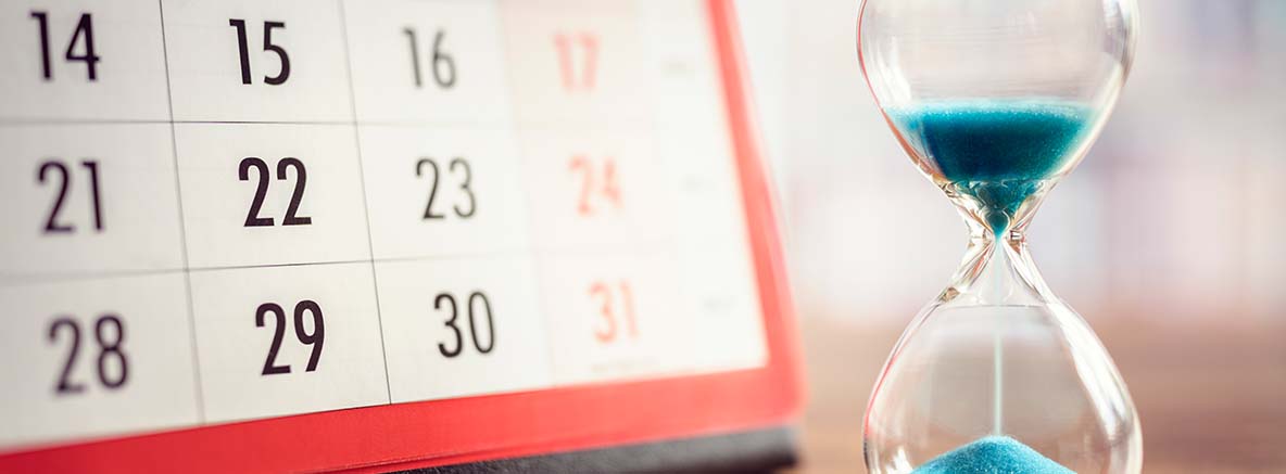 an image of a calendar with an hourly glass - The image for a home financing blog
