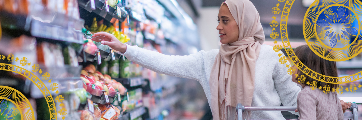 Woman shopping for food image